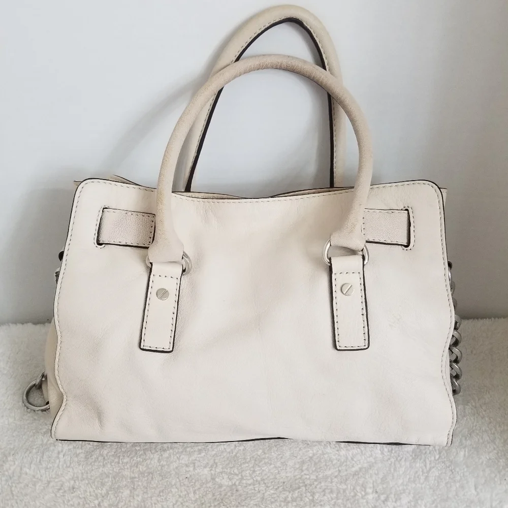 Michael Kors Hamilton creme leather Satchel